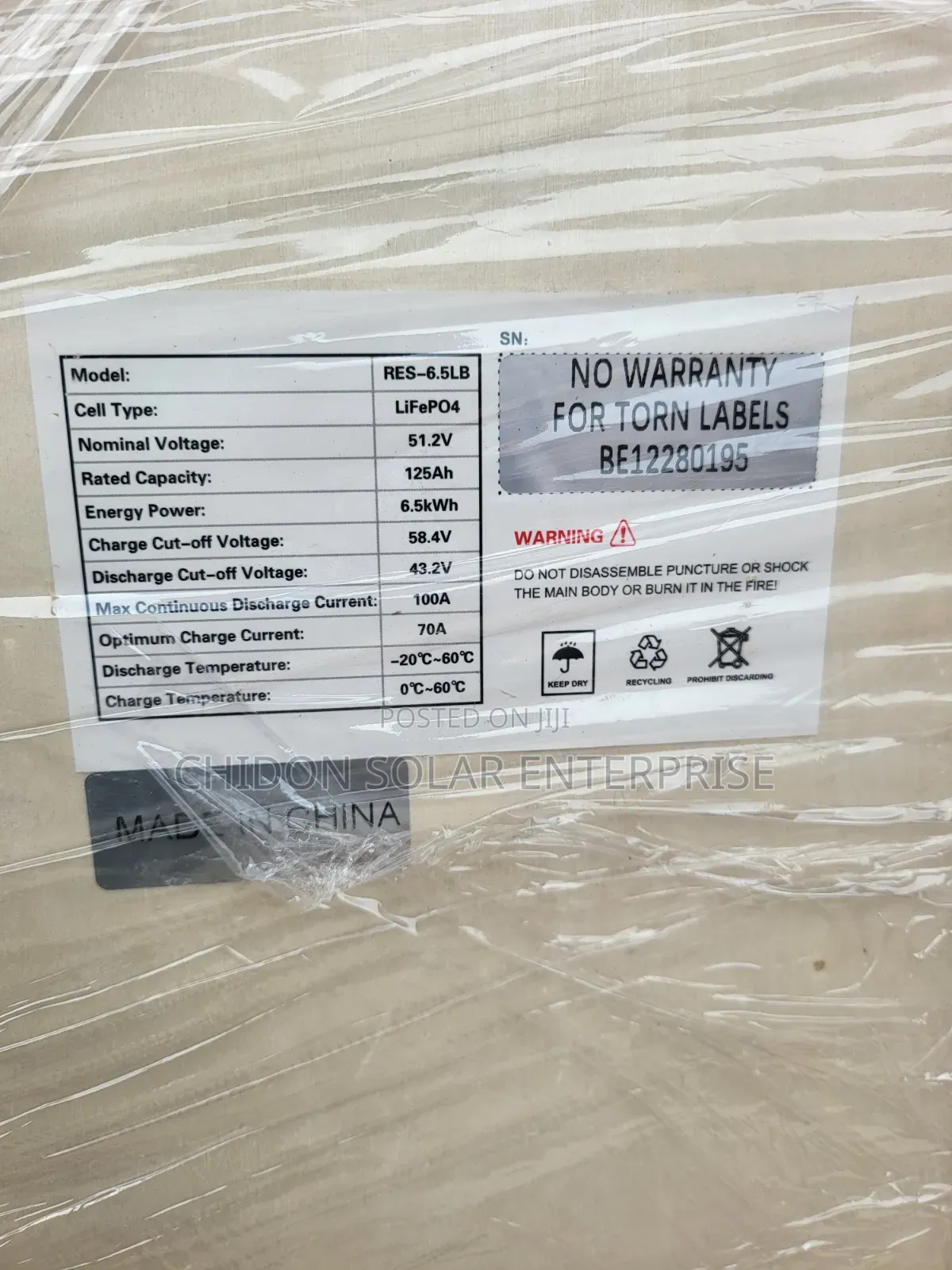 6.5kwh 51.2v Hyper Power Lithium Ion Battery