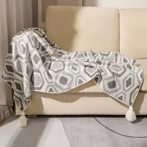 Premium Geometric Knitted Throw Blanket