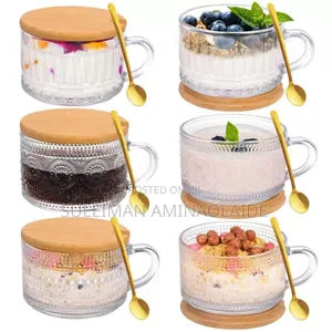 4pcs 450ml Embossed Flower Pattern Vintage Glass Coffee Cup
