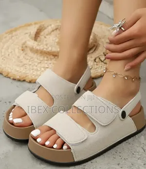 Women's Beige Platform Sandals, With a Soft Sole and Upper for Comfort