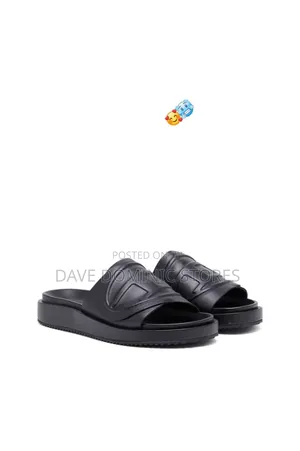Diesel D, Oval Logo Embossed Slider Sandals