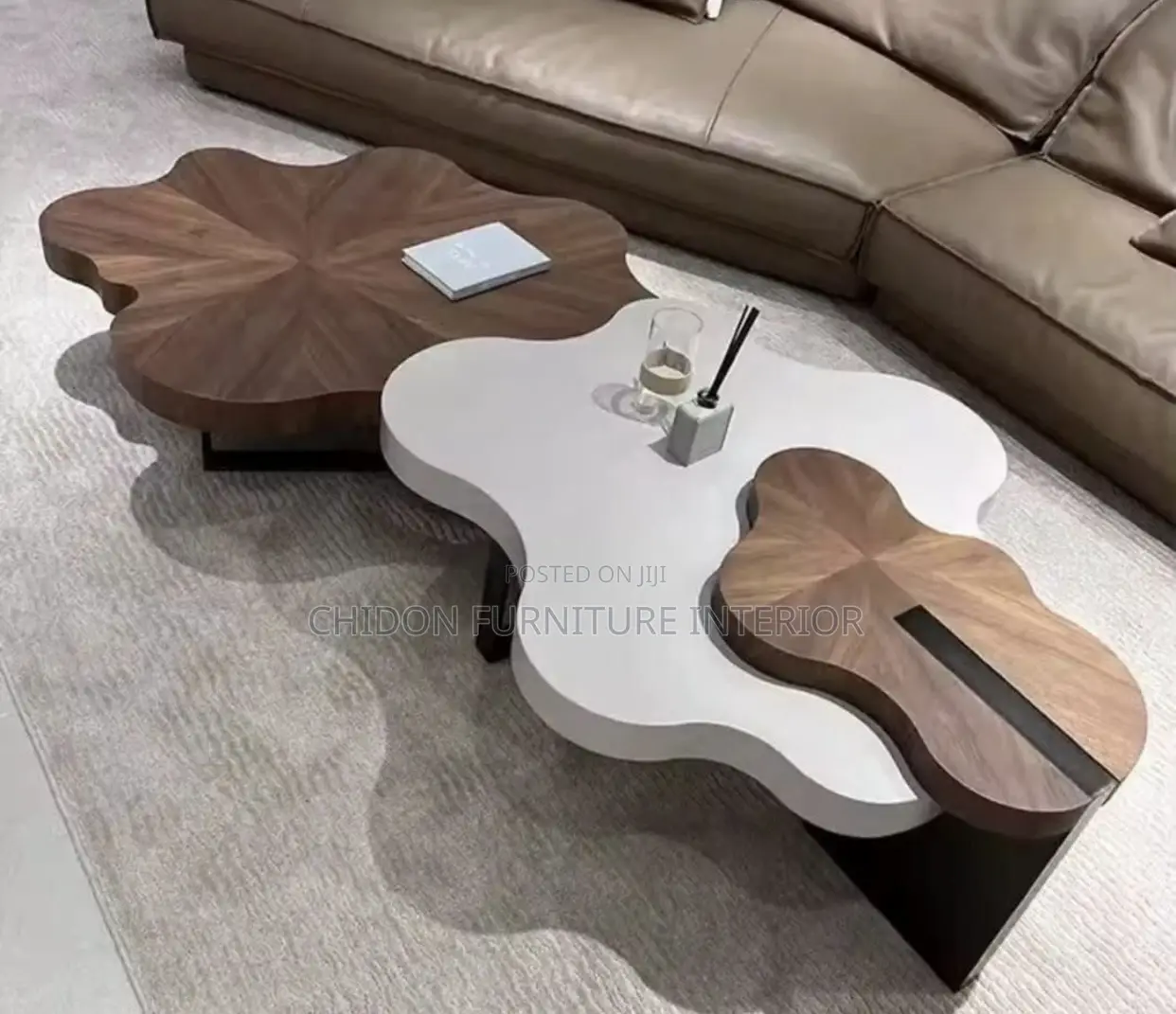 Luxury 3-Piece Cloud-Shape Nesting Center Table Set - Walnut White