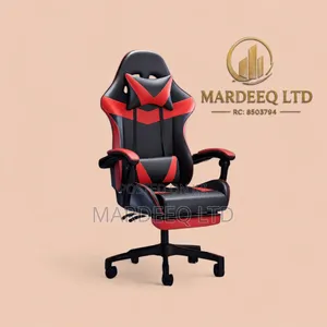 Ergonomic Gaming Chair, Adjustable Armrest Footrest - Red