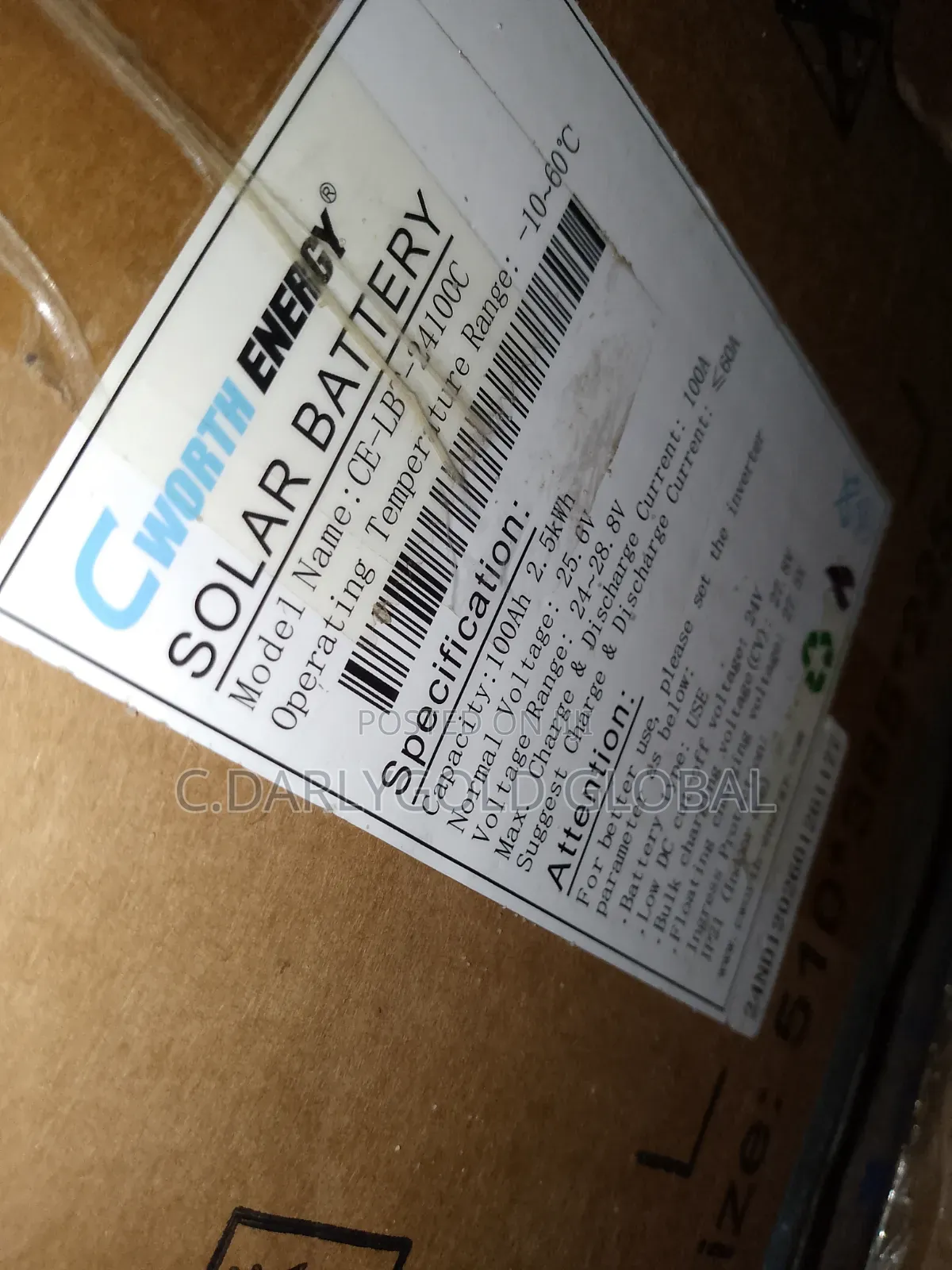 Cworth 2.5kwh 24v Lithium Ion Battery