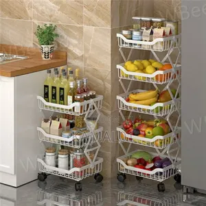 5 Layer Movable Wheels, Kitchen Storage Shelf for Fruit and Vegetable
