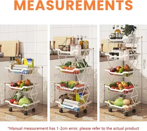 5 Layer Movable Wheels, Kitchen Storage Shelf for Fruit and Vegetable
