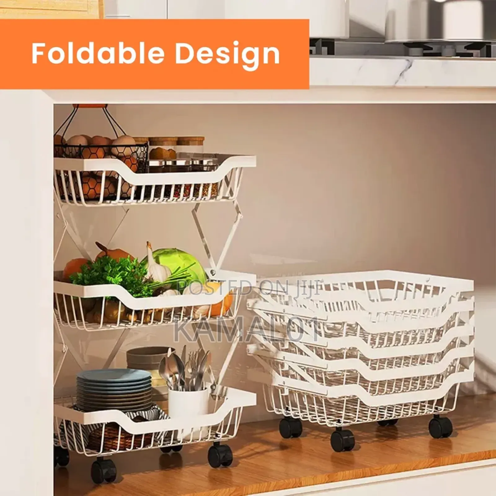 5 Layer Movable Wheels, Kitchen Storage Shelf for Fruit and Vegetable