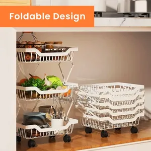 5 Layer Movable Wheels, Kitchen Storage Shelf for Fruit and Vegetable