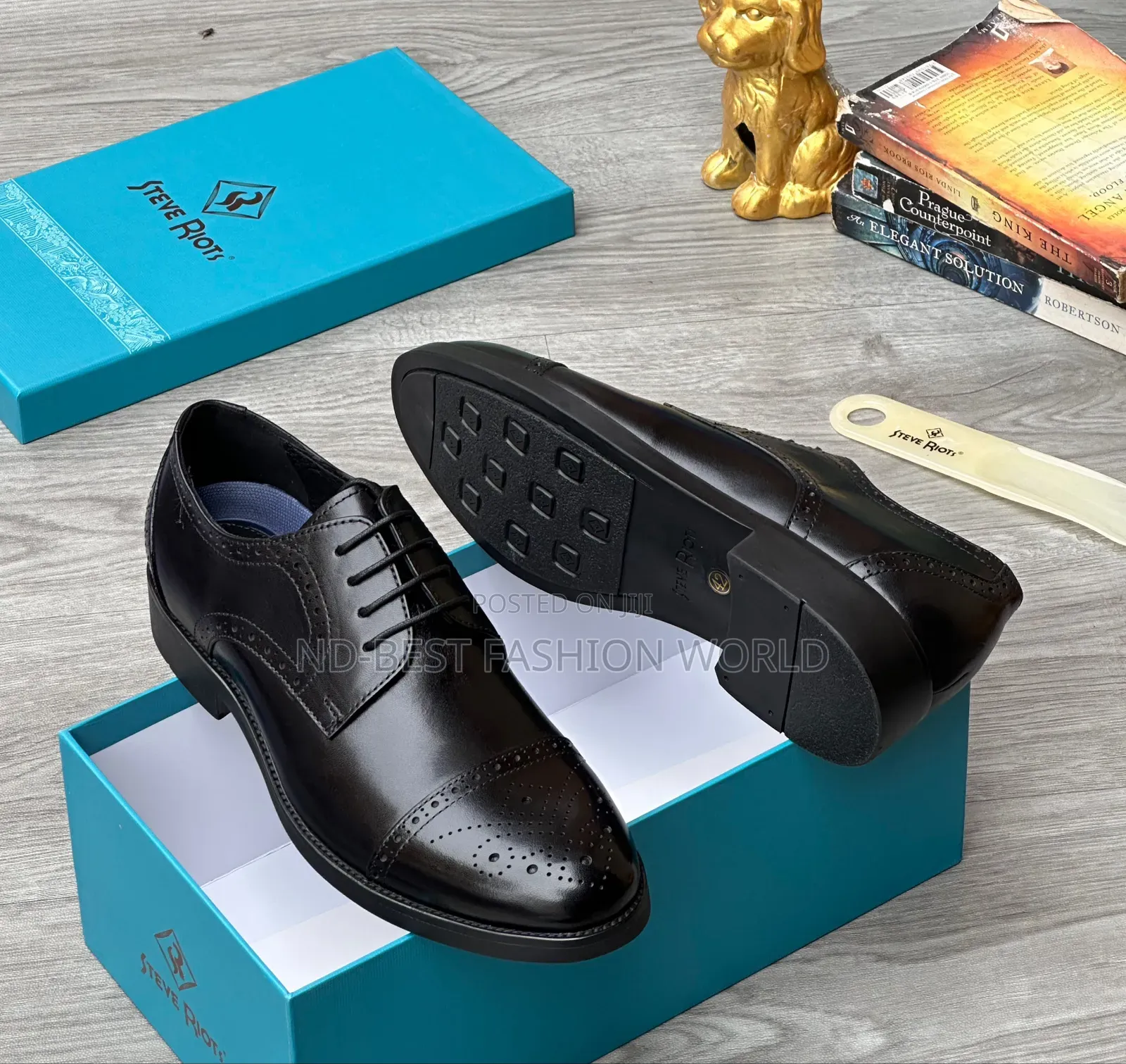 Steve Riots Black Leather Shoe