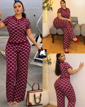 Gg Print Burgundy 2-Piece Set