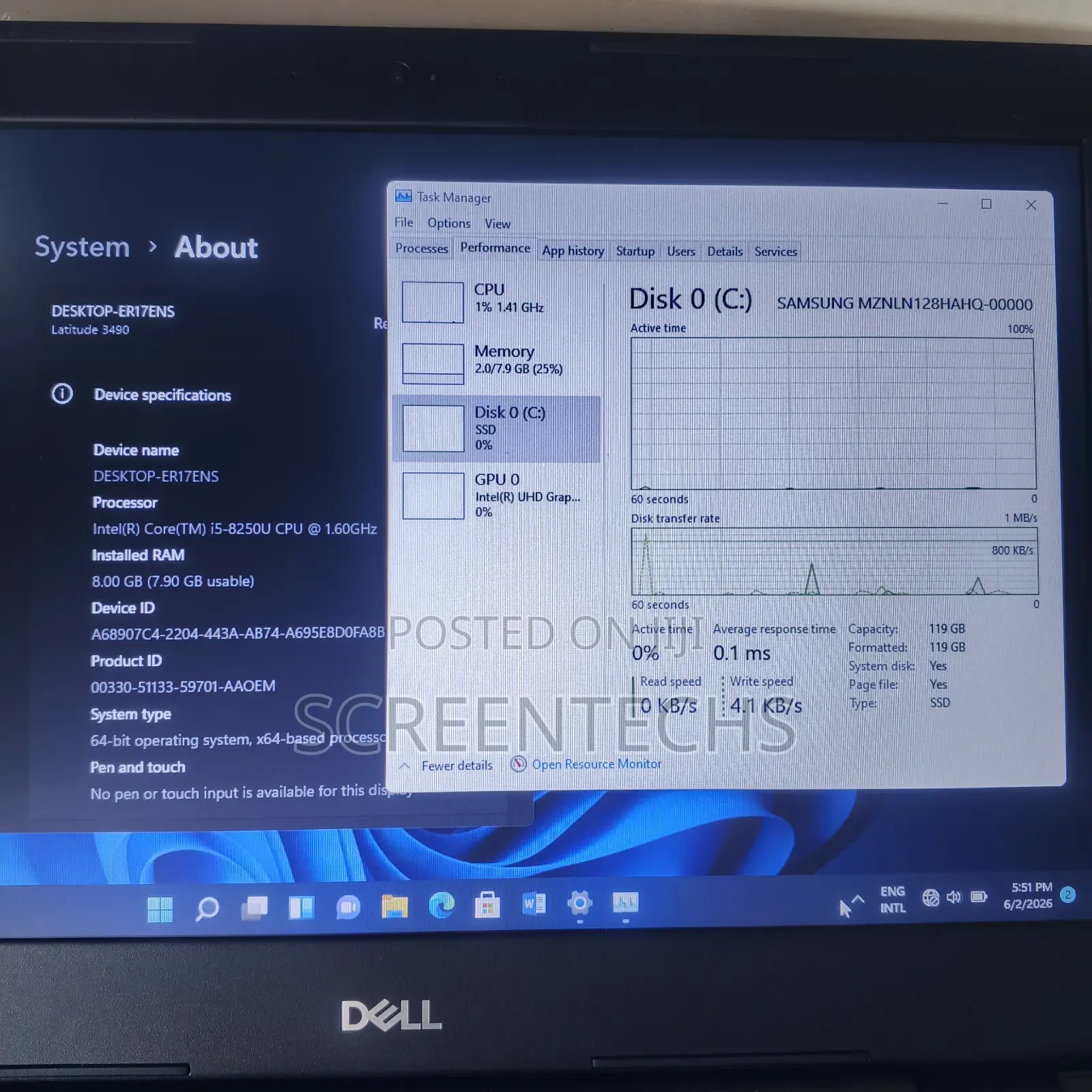 Laptop Dell Latitude 3490 8GB Intel Core i5 SSD 128GB