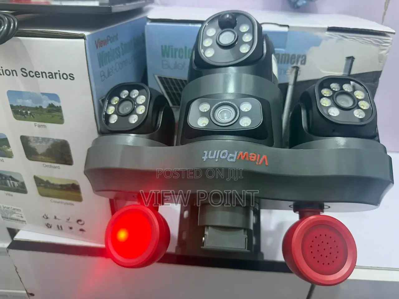 View Point Triple Coverage Solar PTZ Camera With 3 Rotating Lenses