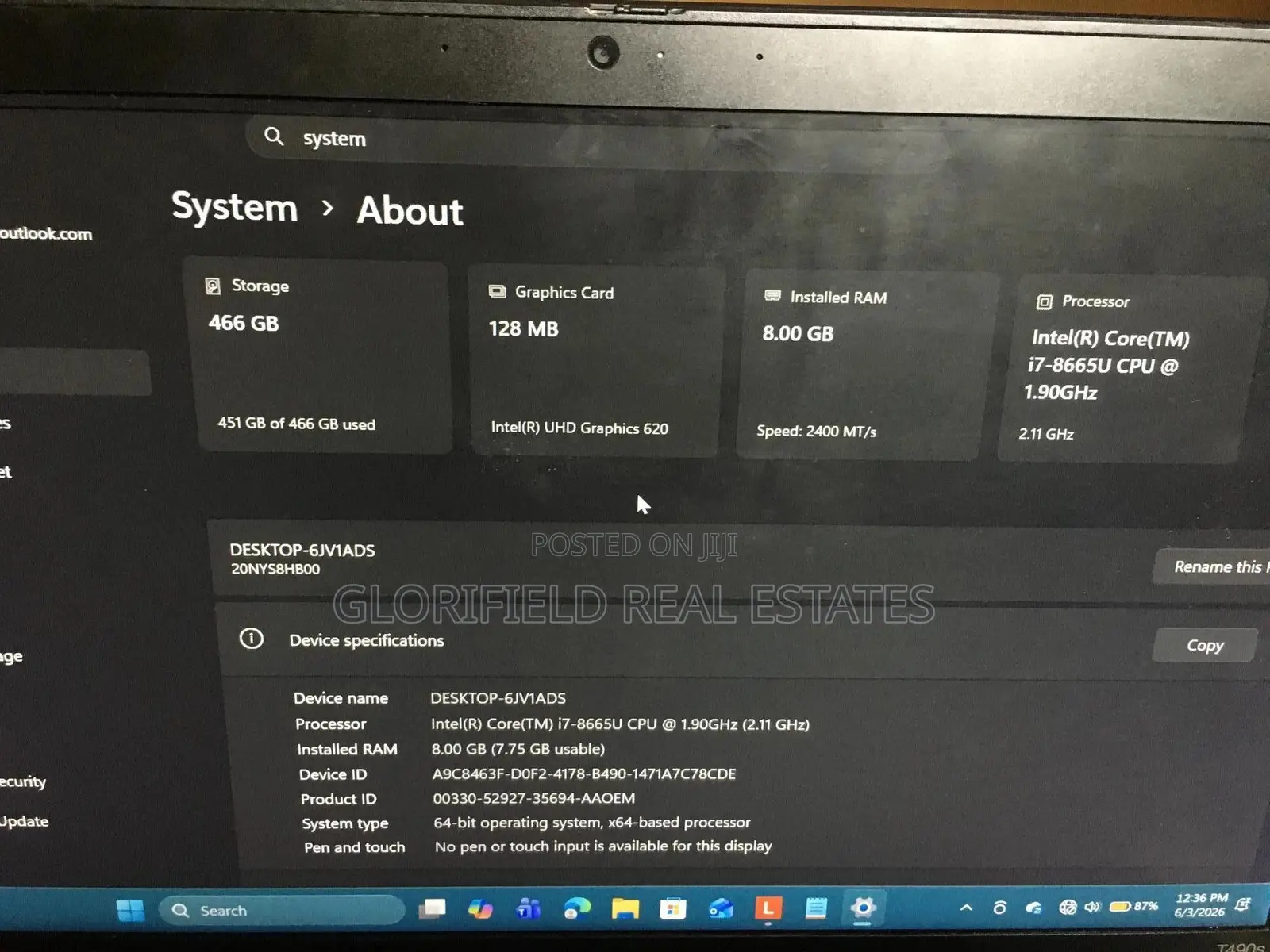Laptop Lenovo ThinkPad T490s 8GB Intel Core i7 SSD 500GB