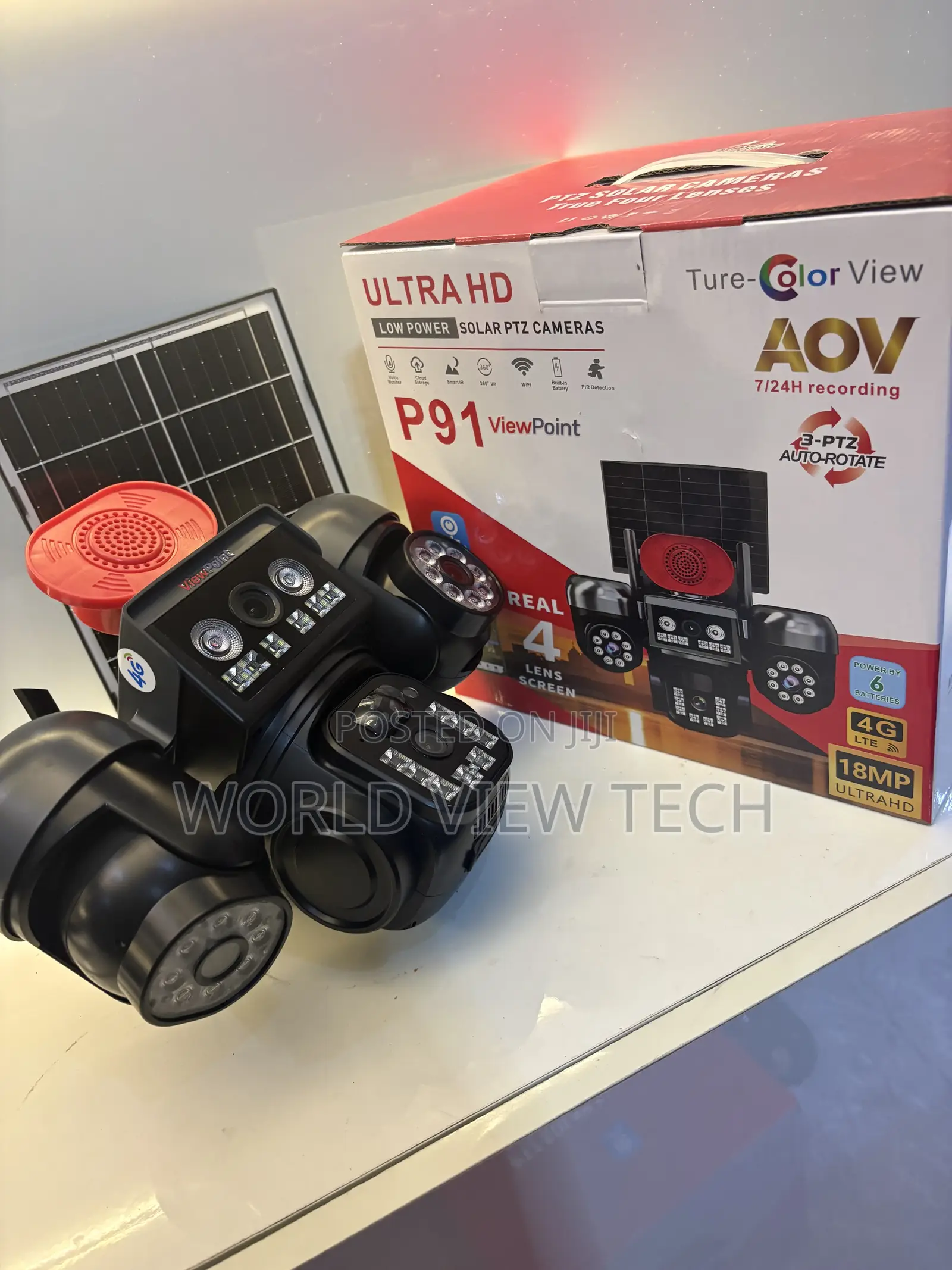 All Rotating PTZ Four Lenses Solar Camera 4g