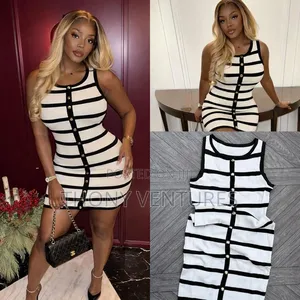 Strip Sleeveless Mini Dress