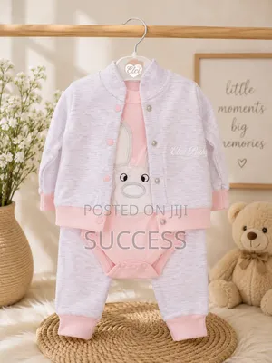 Elci Baby 3-Piece Baby Girl Outfit Set (Jacket, Bodysuit Pants)