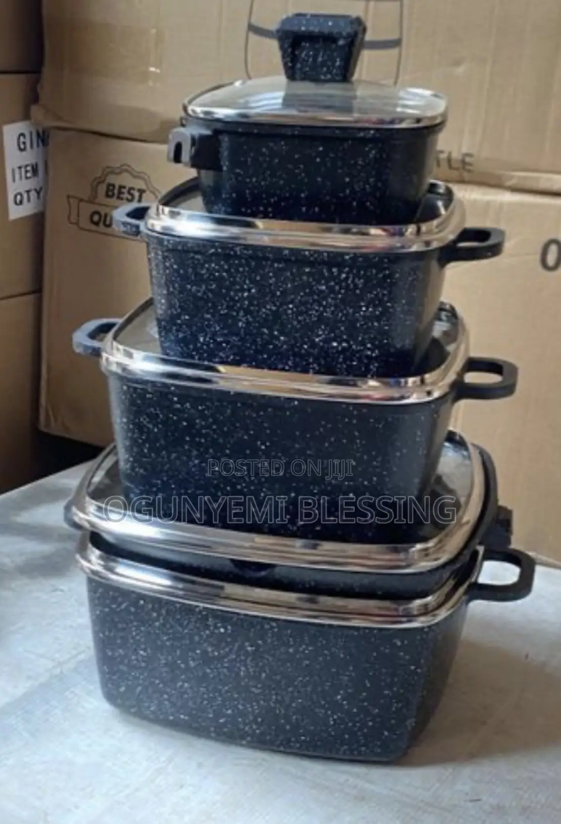 Square Granite-Coated Cookware Set