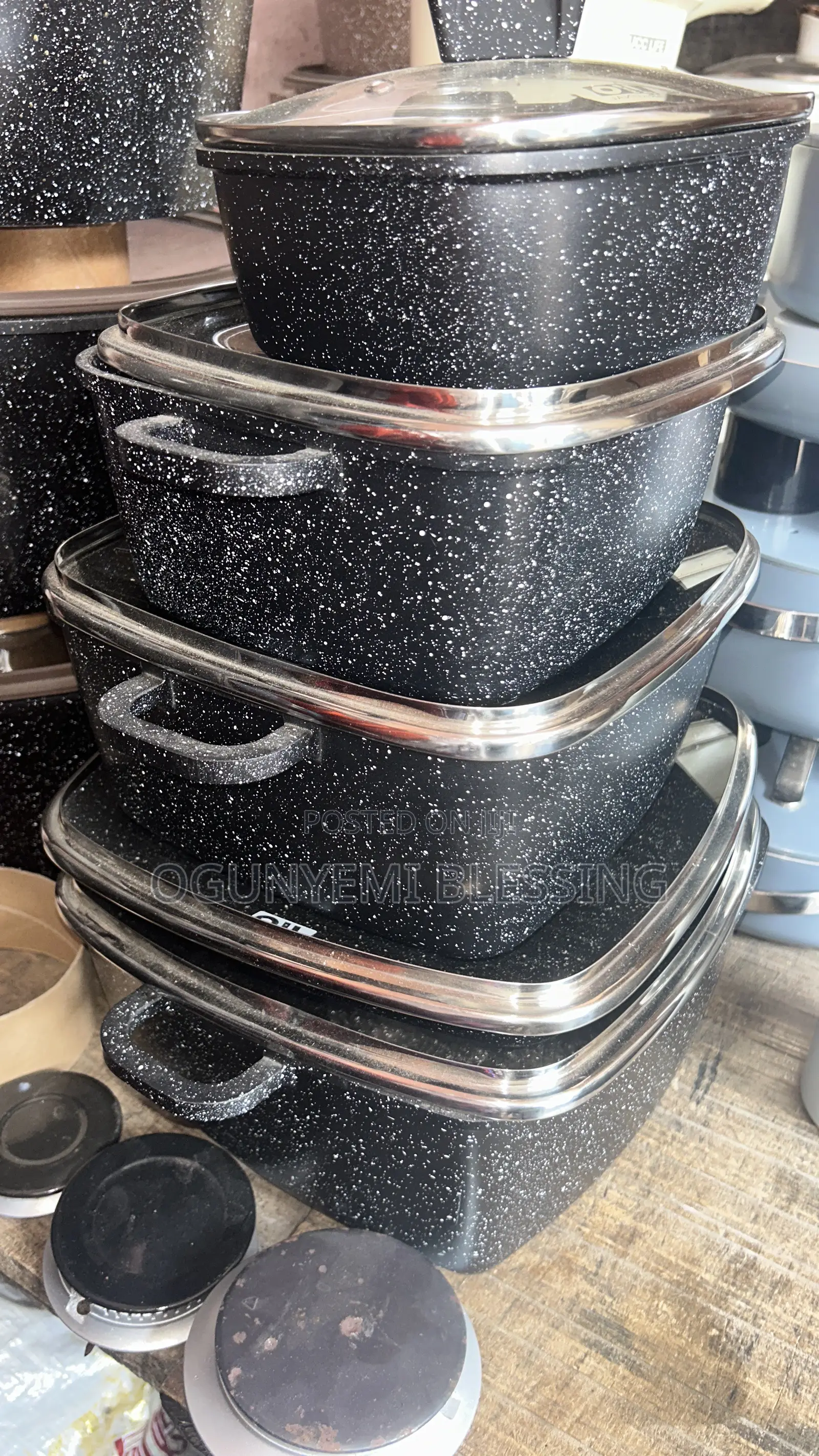 Square Granite-Coated Cookware Set