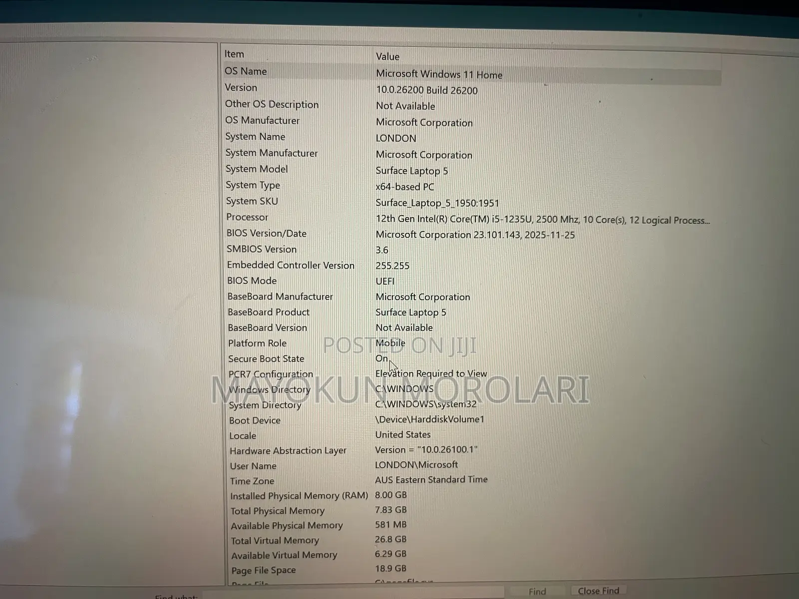 Laptop Microsoft Surface Laptop 5 8GB Intel Core i5 SSD 512GB