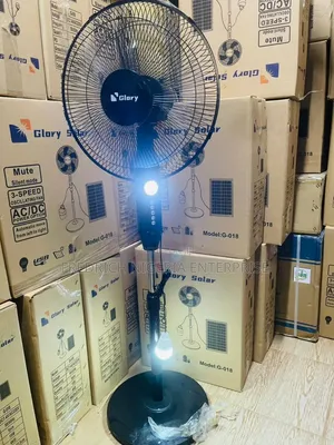 Rechargeable Standing Fan With Light + Solar Panel