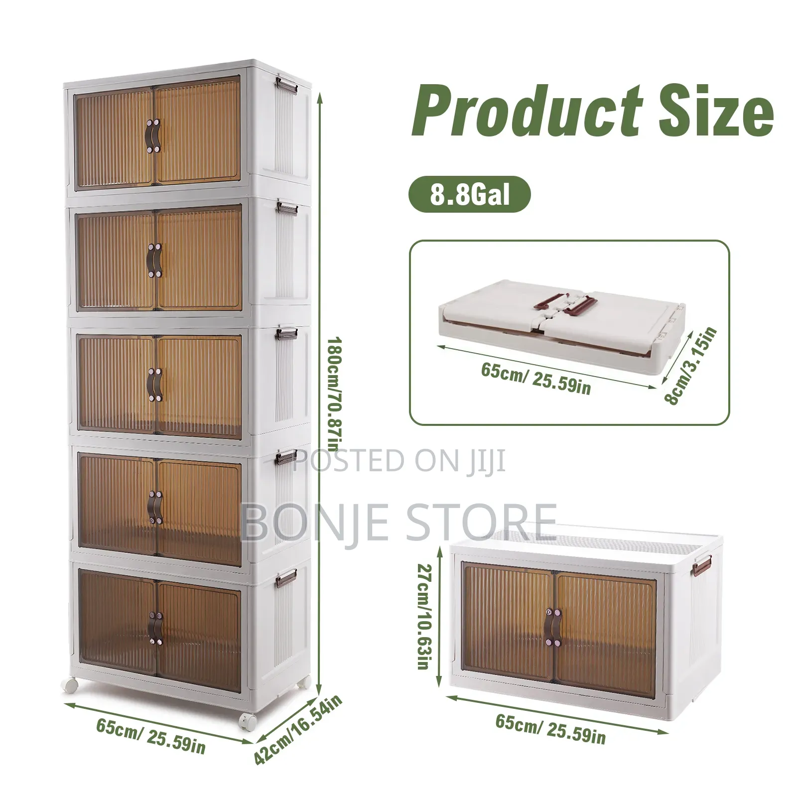 5 Layer Foldable Large Storage Box Stackable Storage Cabinet 2 Door