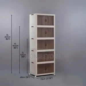 5 Layer Foldable Large Storage Box Stackable Storage Cabinet 2 Door
