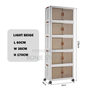 5 Layer Foldable Large Storage Box Stackable Storage Cabinet 2 Door