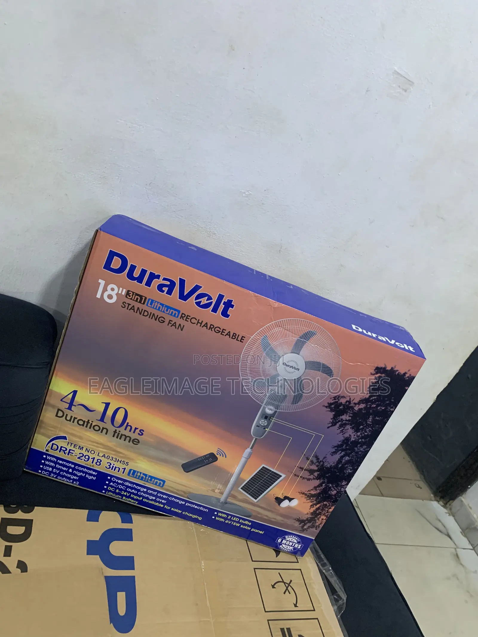 Powerful Duravolt Fan With Battery Backup and Solar Panel