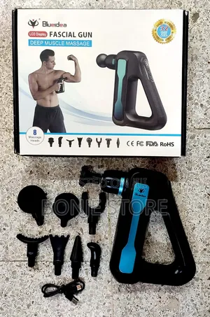 Blue Idea Led Display Massage Gun - 32 Speed, 8 Head Deep Tissue Gun
