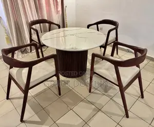 Elegant 4-Seater Marble-Top Dining Set