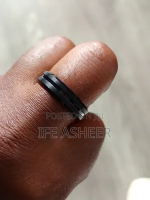 Men's Classic Black Wedding Band - Black