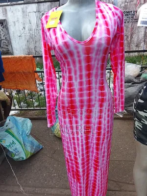 Bold Pink Tie-Dye Long Sleeve Bodycon Dress ”