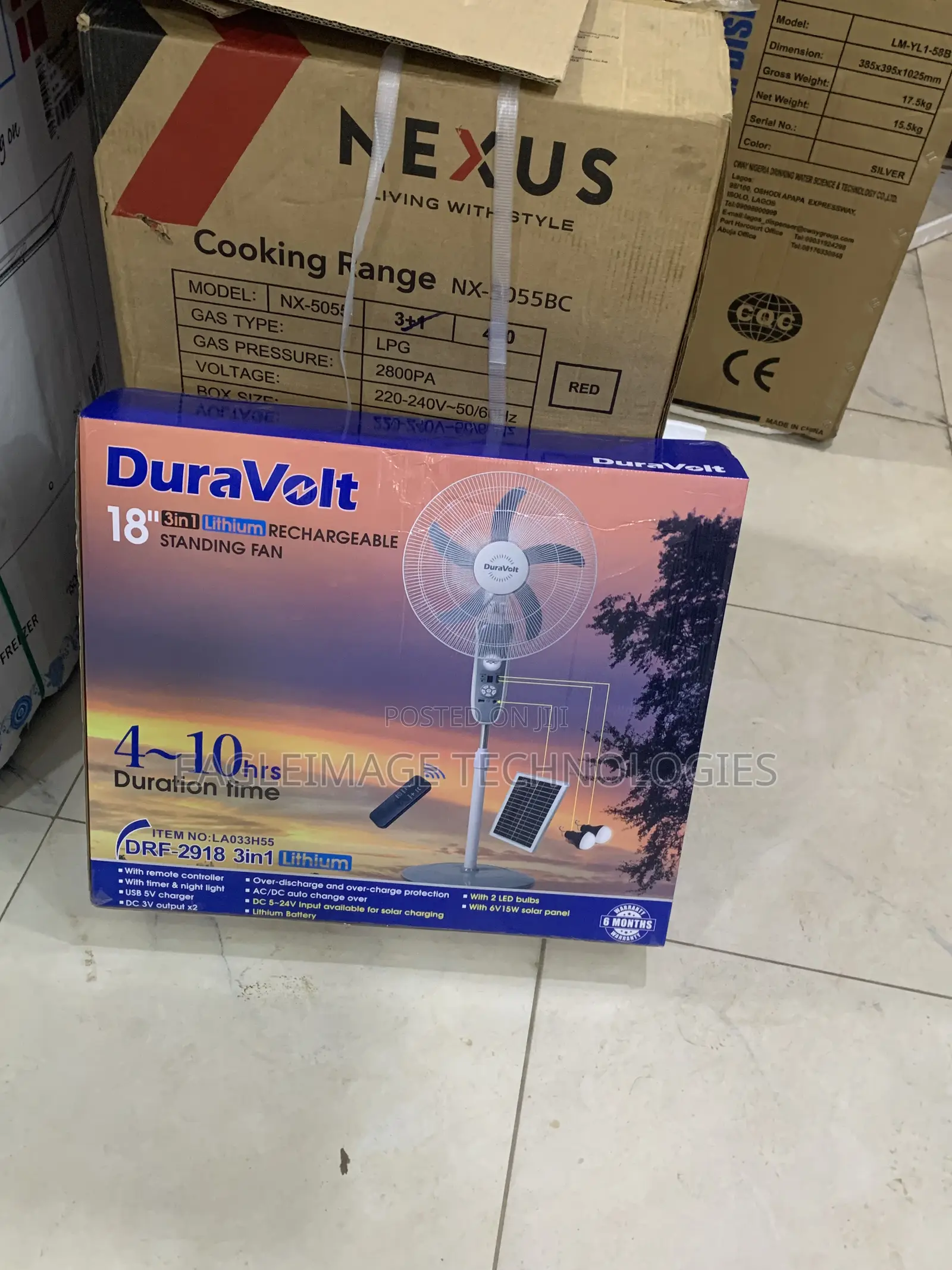 Duravolt DRF-2918 Rechargeable Standing Fan With 9 Speeds