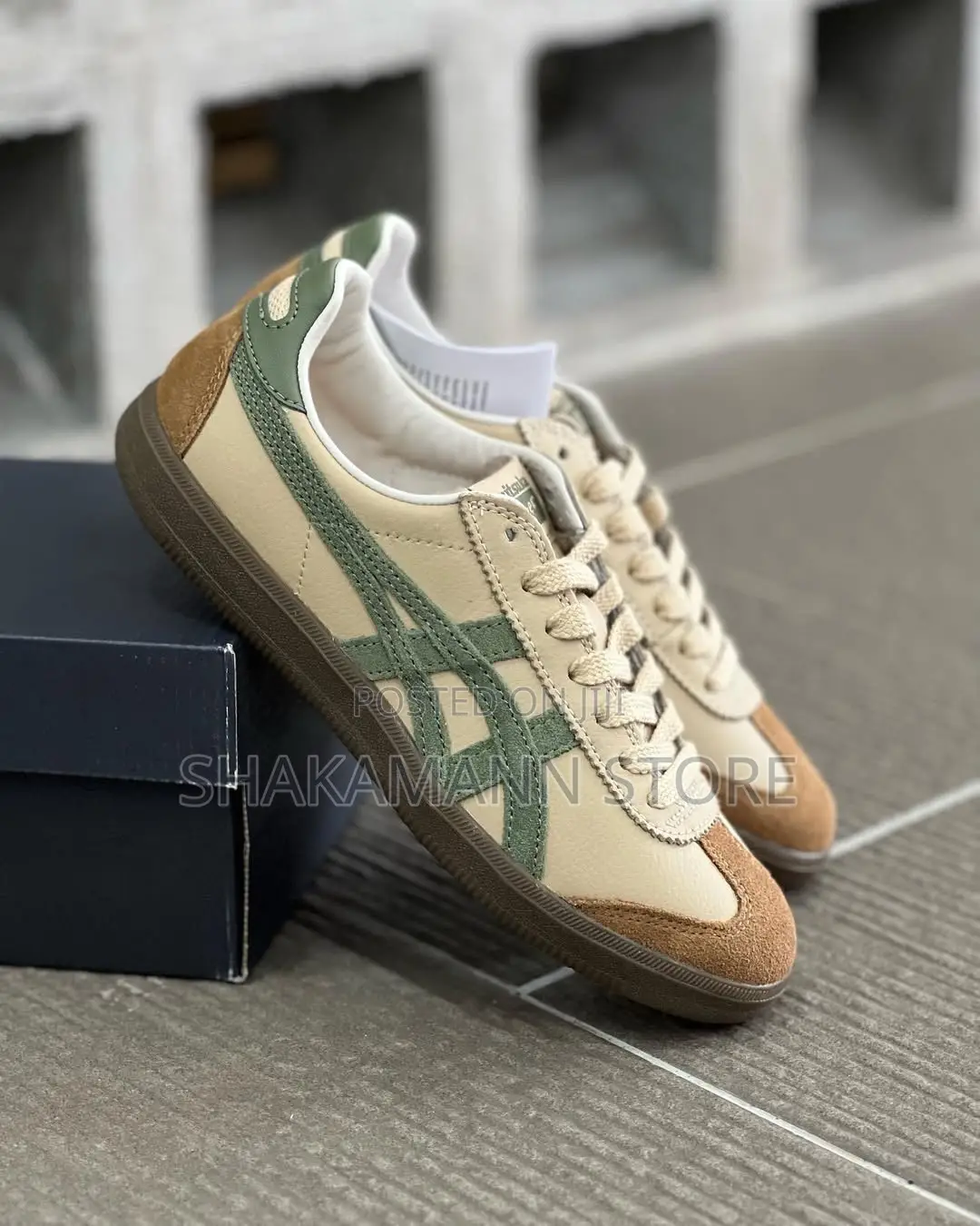 Luxury Onitsuka Tiger SNKS Beige Green Grass