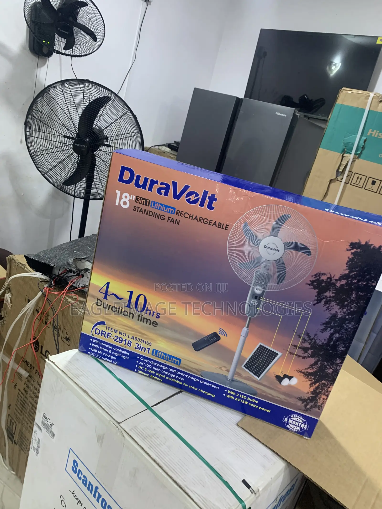 Multi-Functional Duravolt 18" Solar Fan – Charge Devices Easily