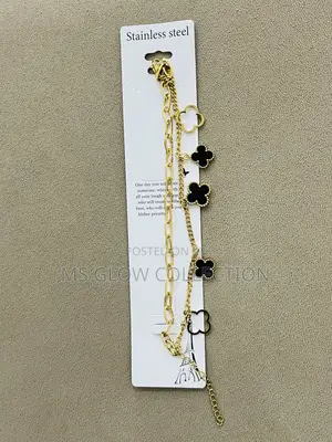 Elegant Black Clover Layered Gold Bracelet Premium Quality