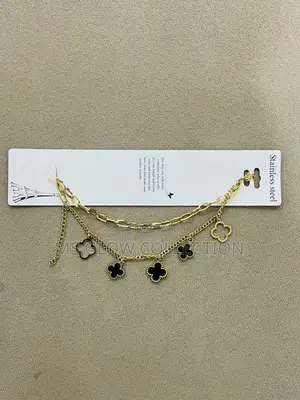 Elegant Black Clover Layered Gold Bracelet Premium Quality