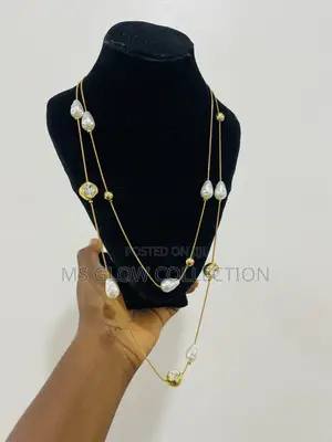Luxury Pearl Crystal Gold Necklace Double Layer