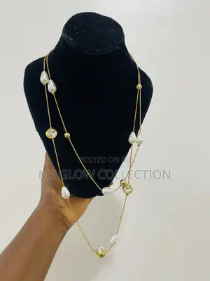 Luxury Pearl Crystal Gold Necklace Double Layer