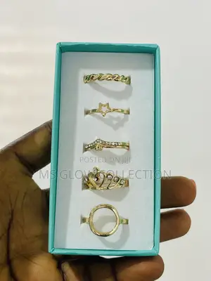Trendy Gold Stackable Ring Set (5 Pieces) Available in Gold/Sliver Set