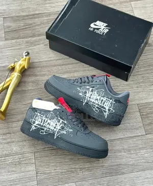 Nike Air Force 1 Low "Street Star" Custom – Anthracite / Crimson