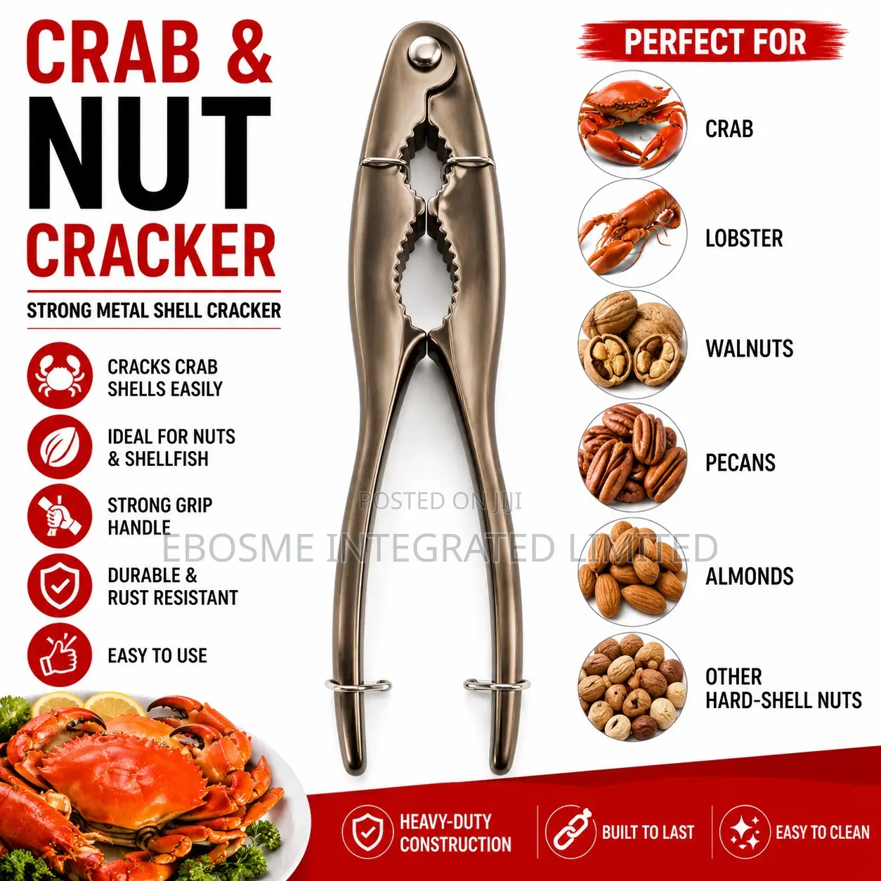 Crab Nut Cracker – Heavy-Duty Metal Shell Cracker