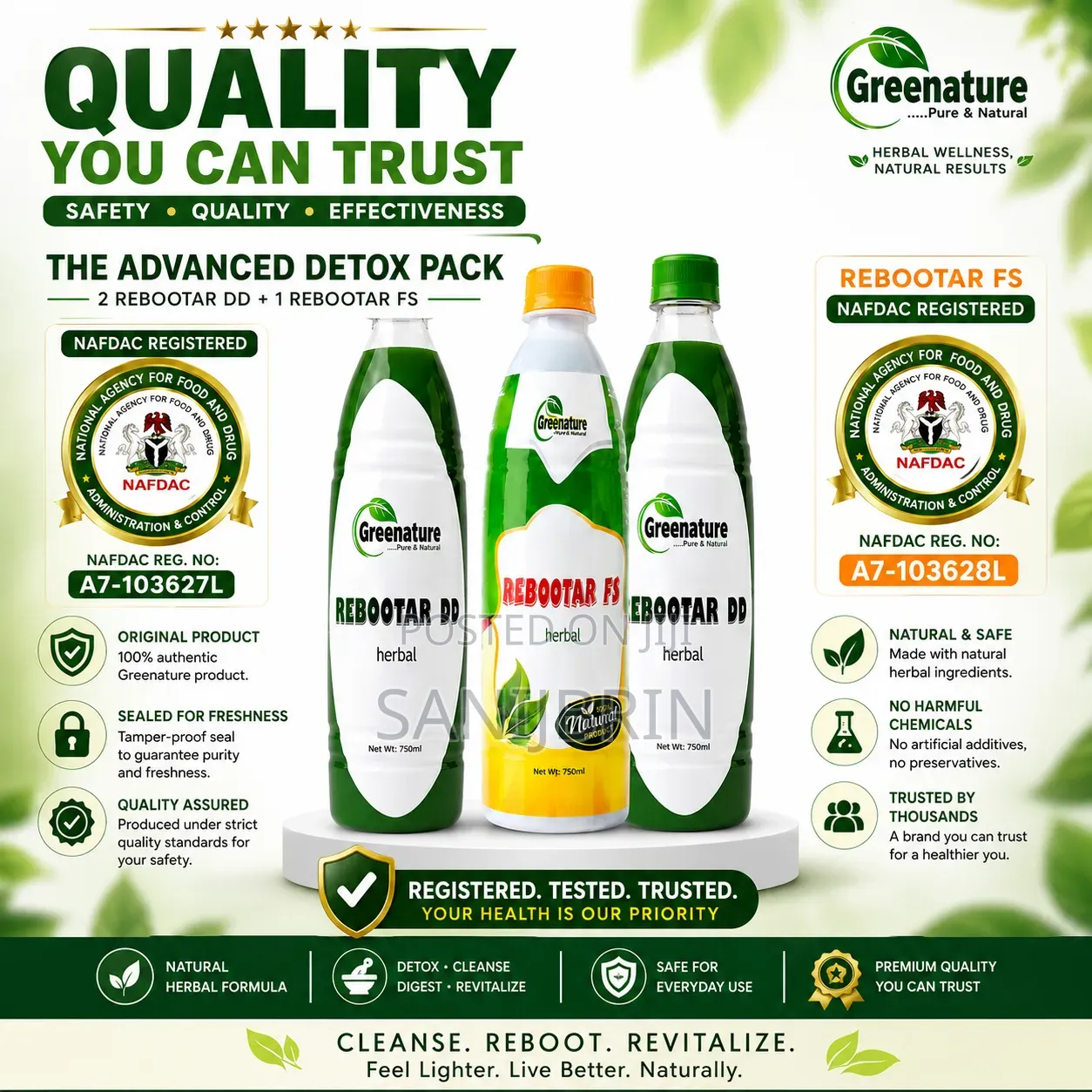 Greenature 3-Bottle Advanced Detox Pack: Complete Herbal Body Reset