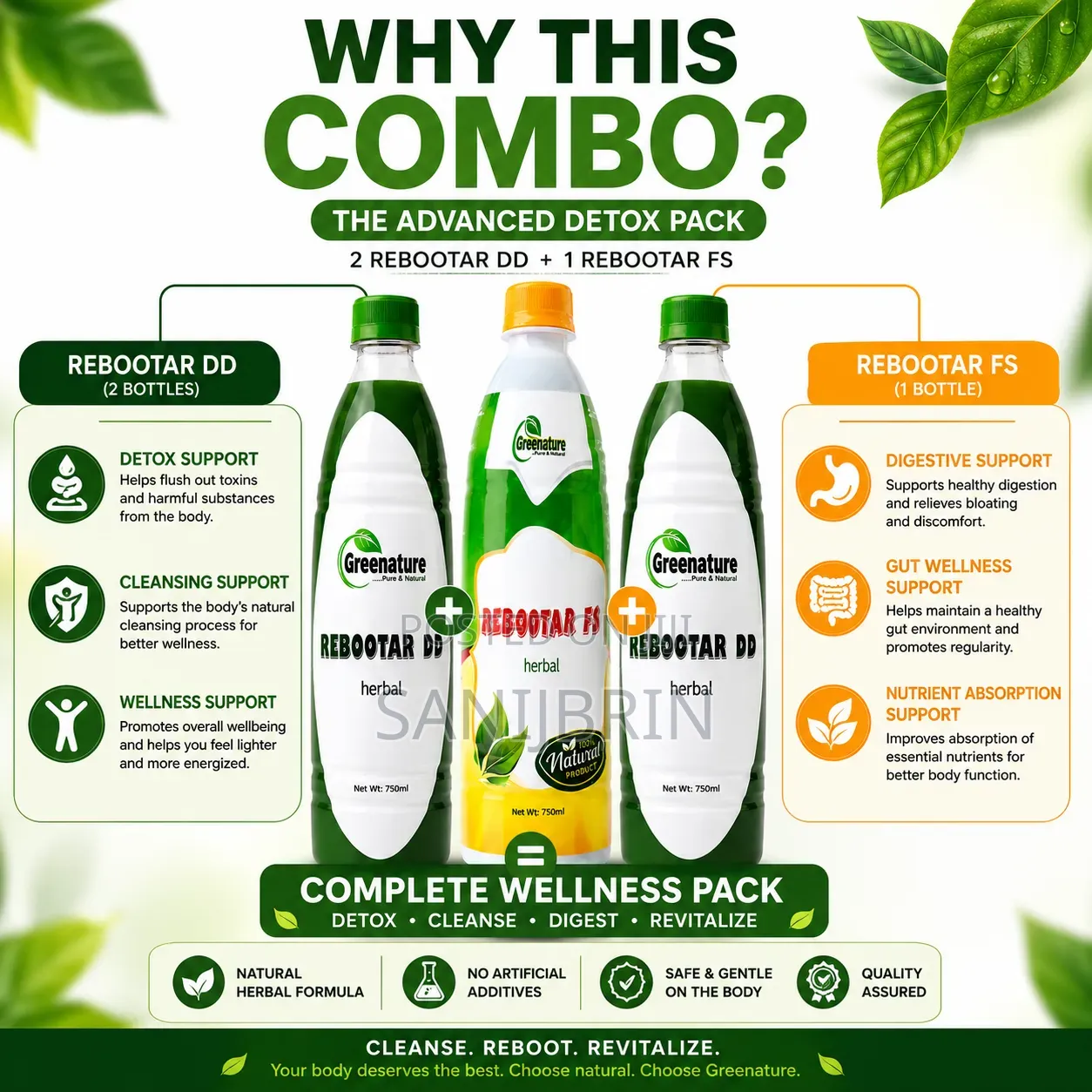 Greenature 3-Bottle Advanced Detox Pack: Complete Herbal Body Reset