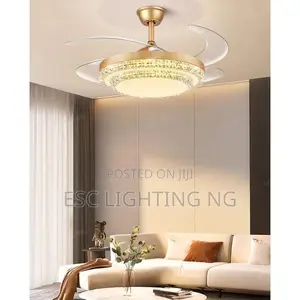 Bluetooth Led Ceiling Fan Light + Remote and Voice Control - Gold