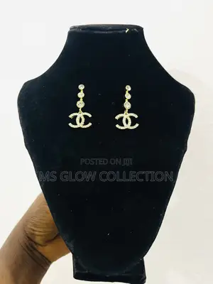 Luxury Double C Crystal Drop Earrings
