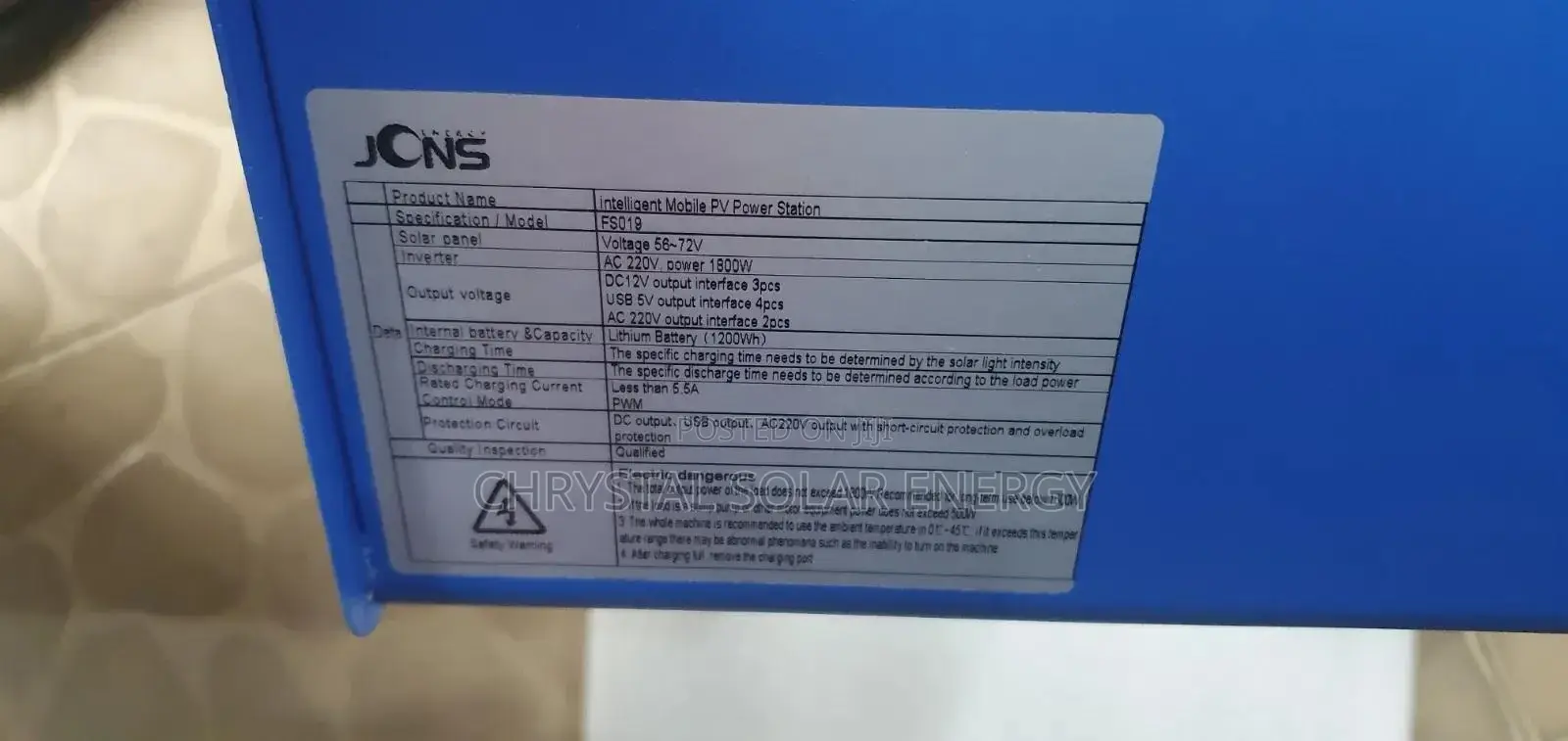 JCNS 1800watts Solar Generator With 520watts Solar Panel