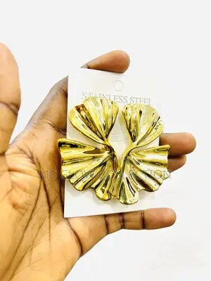 Bold Gold Leaf Statement Earrings