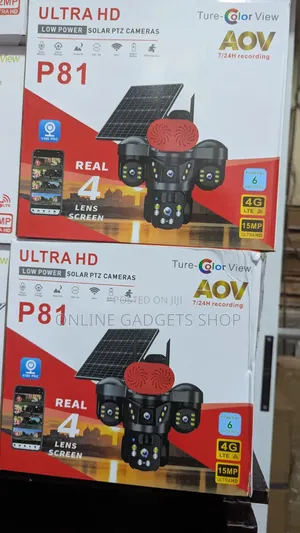 Upgraded 4 Lens 4g Solar Security CCTV Camera (V380 Pro App)