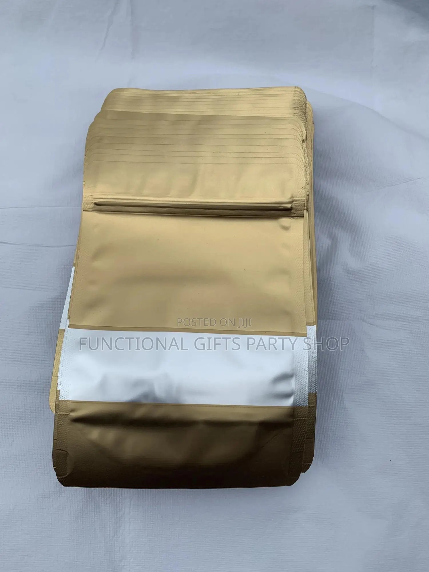 Gold Matte Stand-Up Zipper Pouch With Rectangle Window